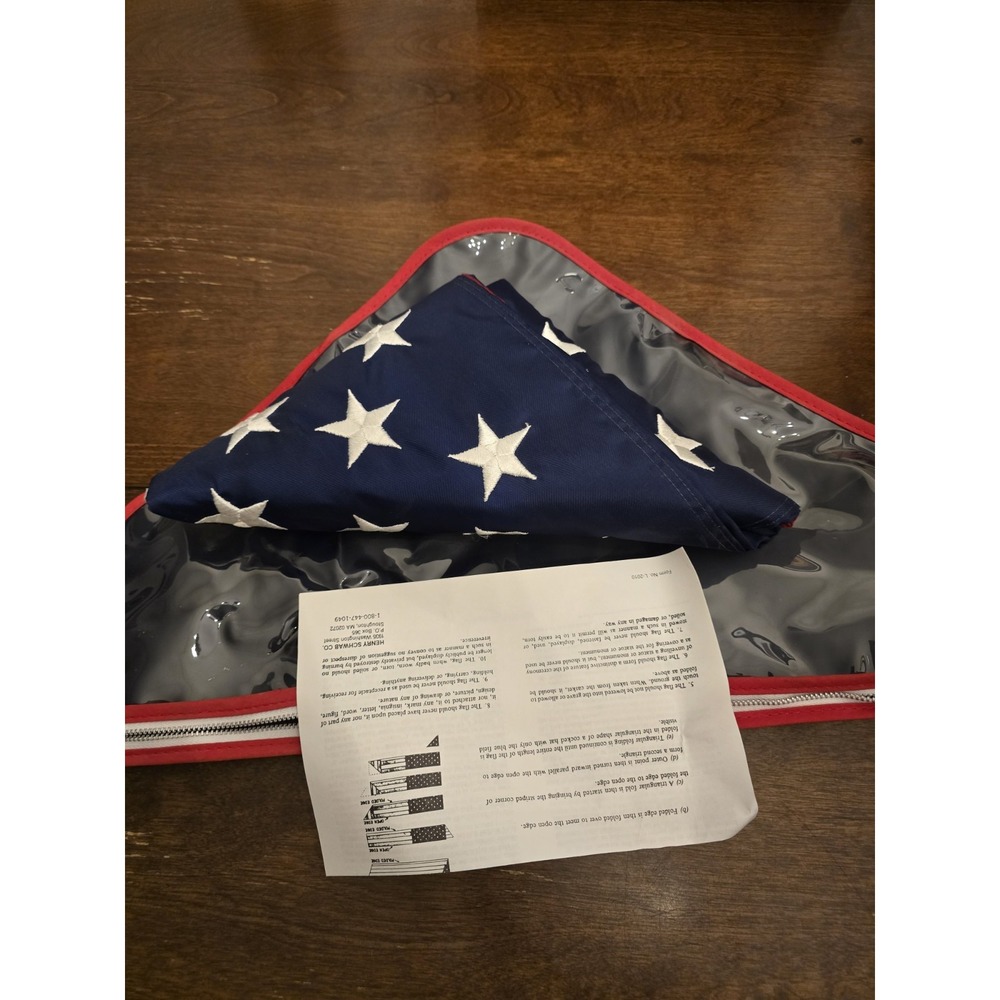 Vintage Annin US Veteran Casket Burial Flag 5x9.5Ft Cotton with Case & Paperwork